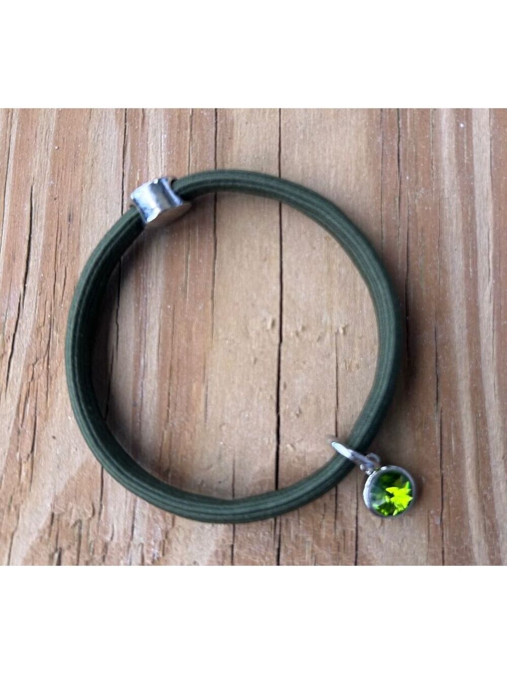 Marc by Marc Jacobs Olive Green Elastic Bracelet with Green Charm